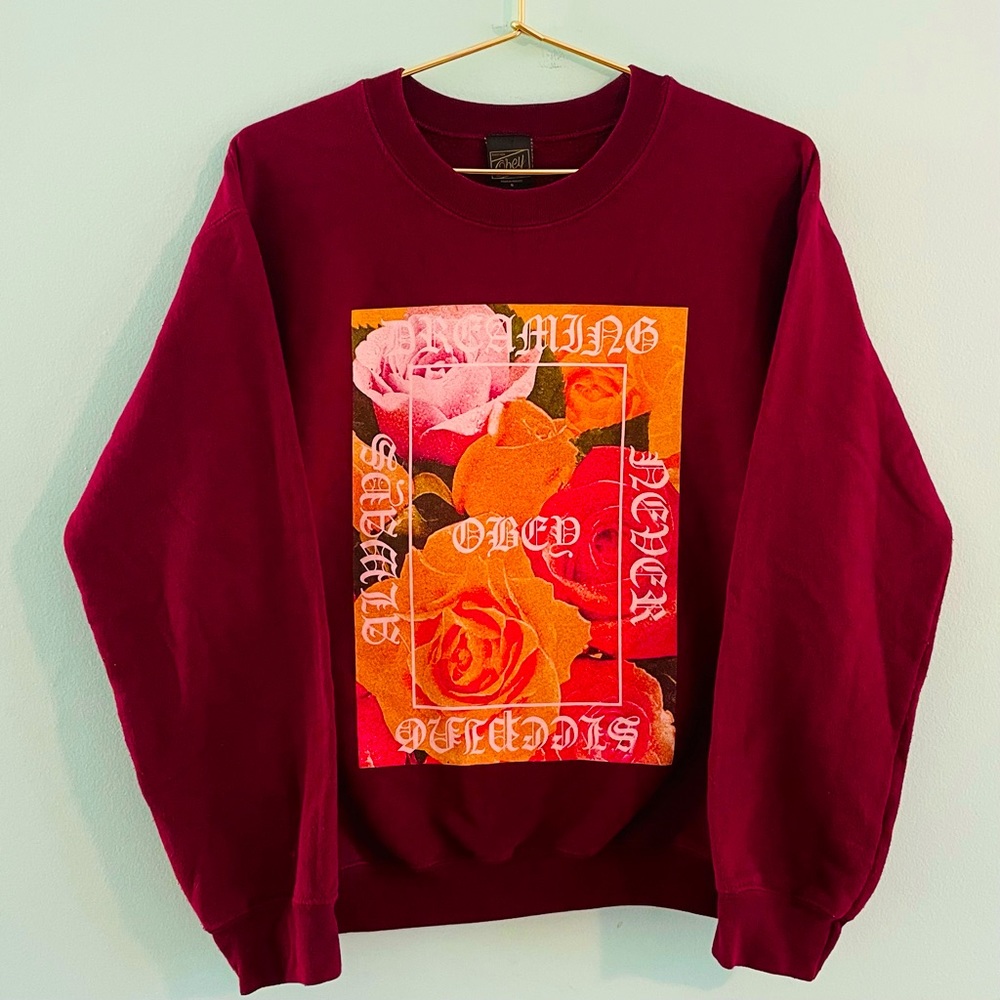 Obey Sweatshirt Roses Dreaming never Sleeping streetwear Crewneck Small